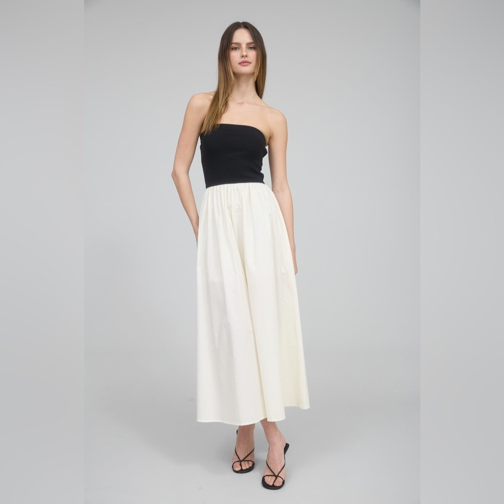 A34- Mixed Media Strapless Dress